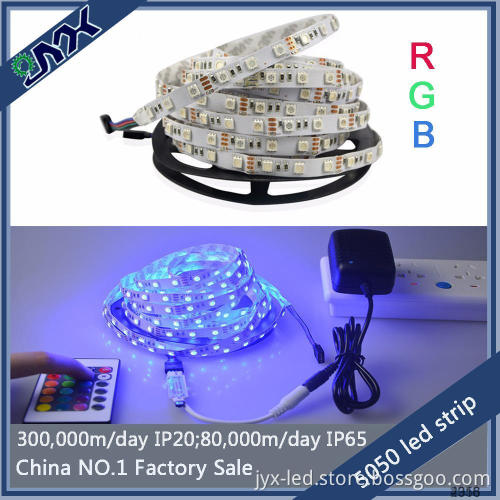 JYX-12V SMD5050 battery operated led strip lights 5M 30leds/m 7.2w rgb dream color led strip with connector
